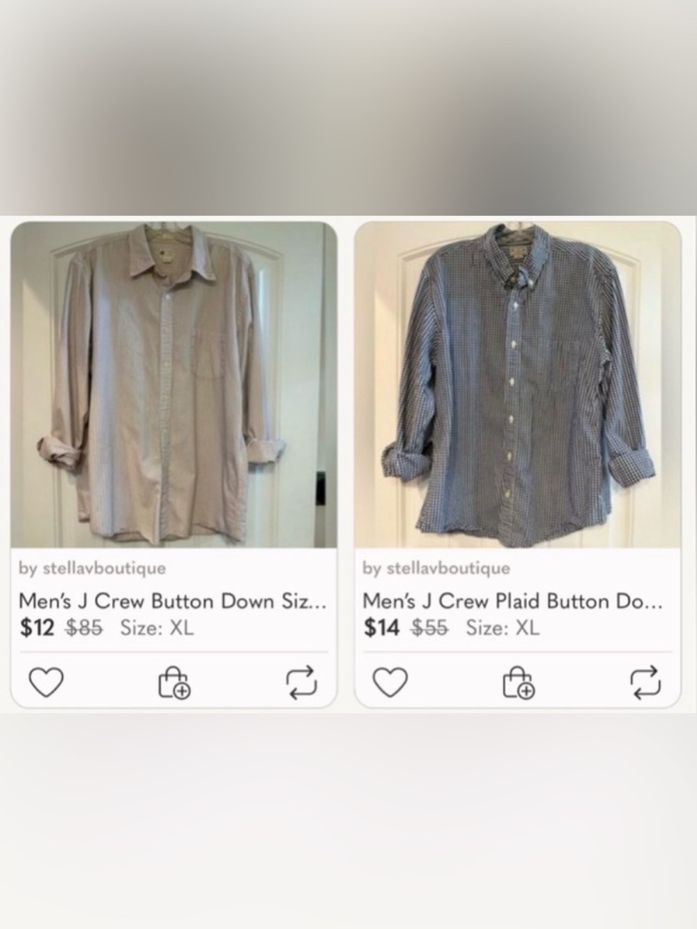 TWO Men’s Button Down Shirts J. Crew Size XL